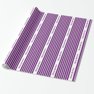 African Violet Safari Stripe with custom text Wrapping Paper