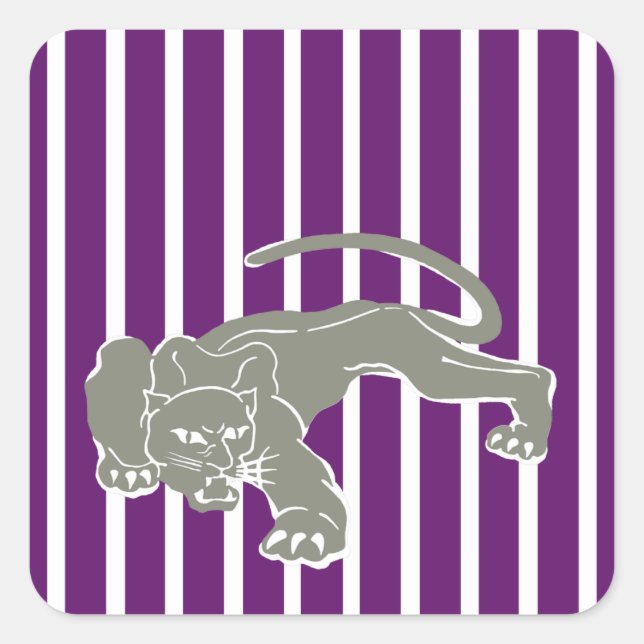 African Violet Safari Stripe with Leopard Square Sticker (Front)