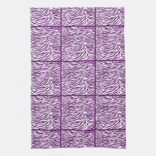 African Violet Safari Zebra, tiled design Tea Towel