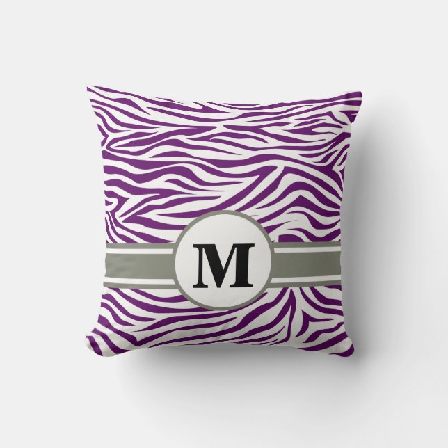 African Violet Safari Zebra with Monogram Cushion (Front)