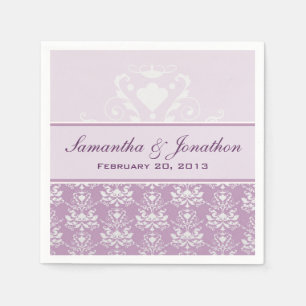 African Violet & Silver Damask Wedding Napkin