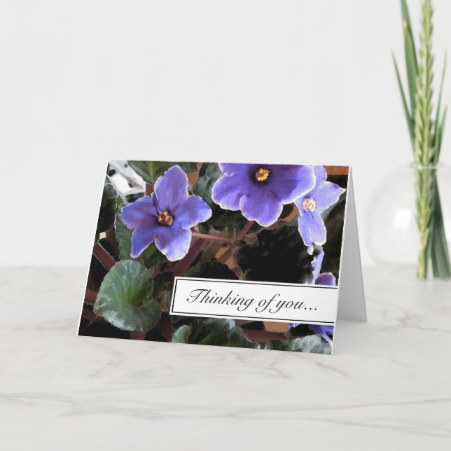 African Violet Thinking of You Greeting Card (Front)