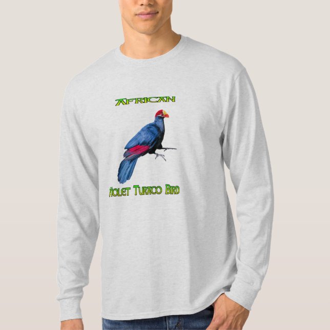 African Violet Turaco Bird Long T-Shirt  (Front)