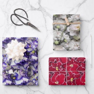 African Violet Wrapping Paper Flat Sheet Set of 3