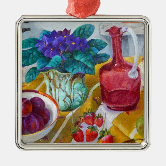African Violets 2012 Metal Ornament (Front)