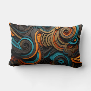 African Vortex: Harmony of Ethnic Spirals Lumbar Cushion