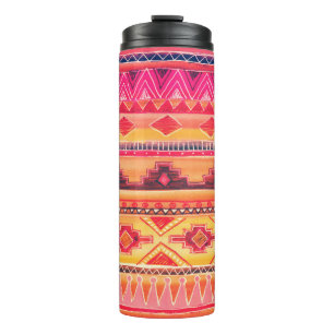 African Watercolor Pattern. Raster Illustration Thermal Tumbler