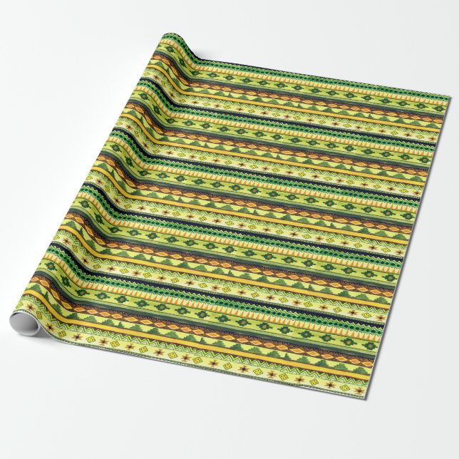 African watercolor, vibrant pattern illustration. wrapping paper (Unrolled)