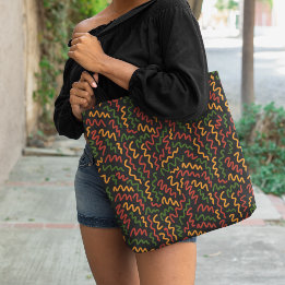 African Wavy Lines Pattern Tote Bag