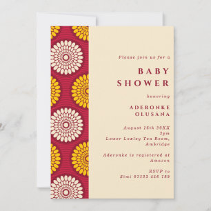 African Wax Print Edge Red & Yellow Baby Shower Invitation