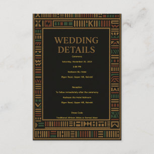 African Wedding Kente Details Card