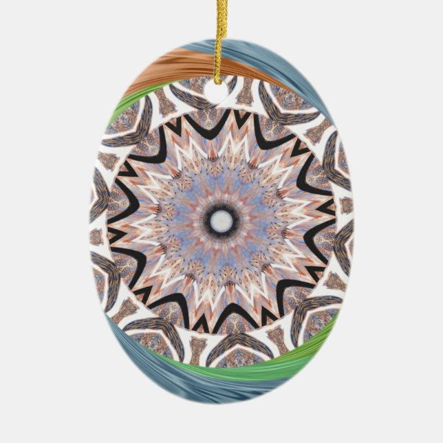 African Whirl Art Print Ceramic Tree Decoration (Front)