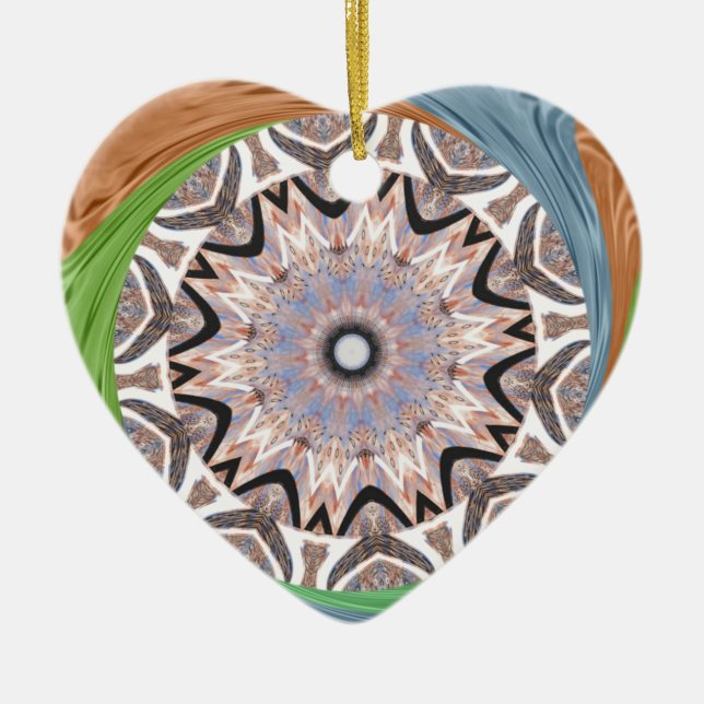 African Whirl Art Print Ceramic Tree Decoration (Front)