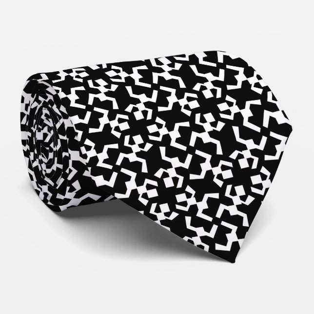 African white and black ethnical pattern tie (Rolled)