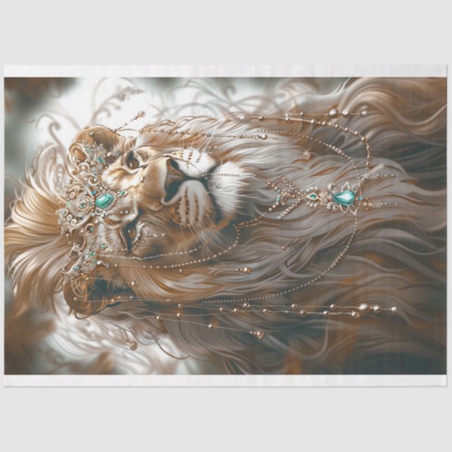 African White Lion  Majestic Appearance Decoupage Tissue Paper (Front)