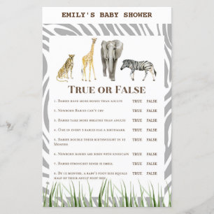 African Wild Baby Shower Game PRINTED