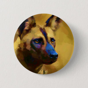 African Wild Dog 6 Cm Round Badge