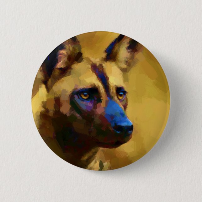 African Wild Dog 6 Cm Round Badge (Front)