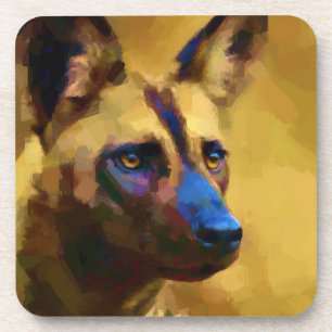 African Wild Dog Art Coaster