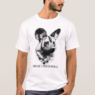 African Wild Dog B&W Nature's Masterpiece Art. T-Shirt