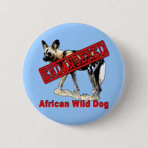 African Wild Dog Endangered Animal Products 6 Cm Round Badge