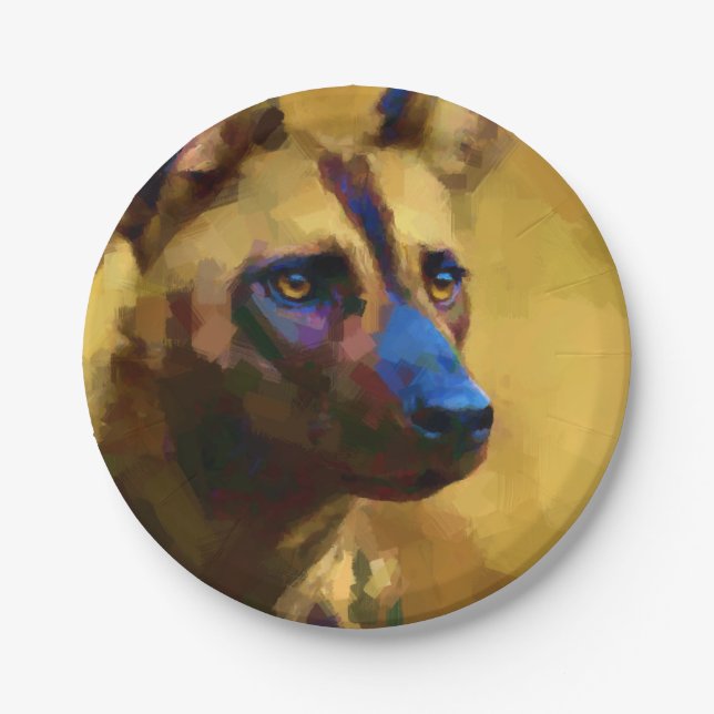 African Wild Dog Paper Plate (Front)