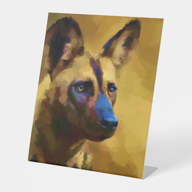 African Wild Dog Pedestal Sign (Front)