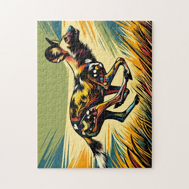 African Wild Dog Running Puzzle (Vertical)