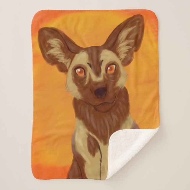 African Wild Dog Sherpa Blanket (Front)