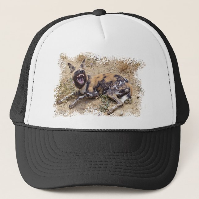 African Wild Dog showing its teeth Trucker Hat (Front)