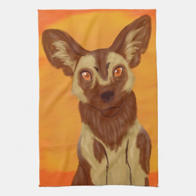 African Wild Dog Tea Towel (Vertical)