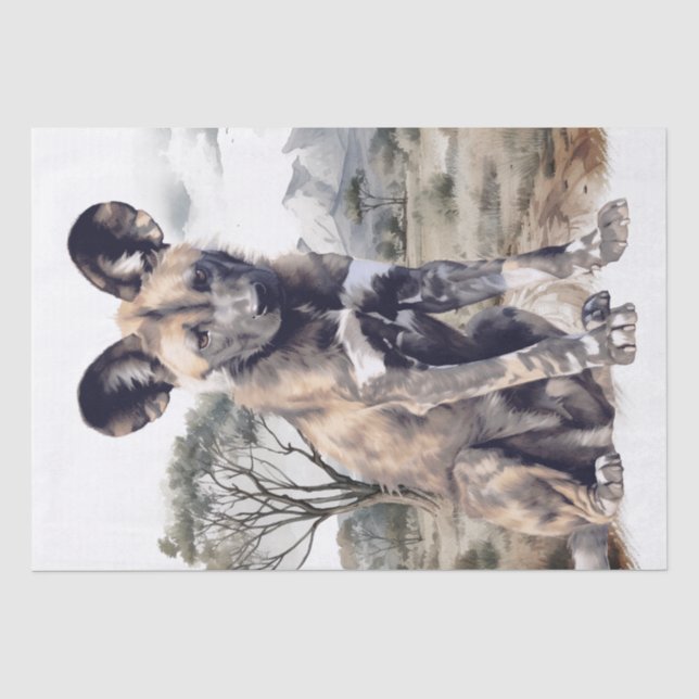 African Wild Dog Tissue Paper (Front)