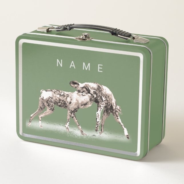 African Wild Dogs Personalised Lunchbox (Front)