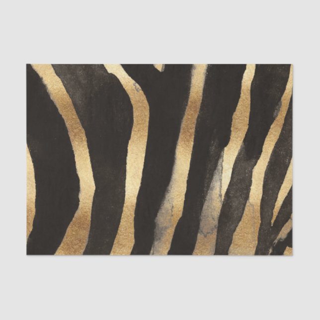 African Wild Painted Golden Zebra Stripes Tissue Paper (Front)