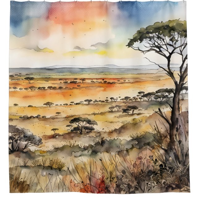 African Wilderness Unveiled Shower Curtain (Front)
