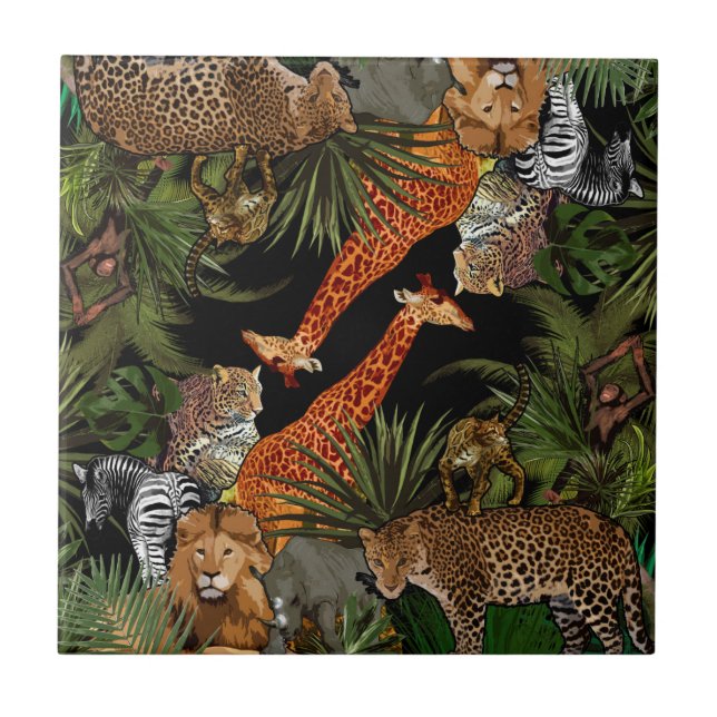 African wildlife Ceramic Tile (Front)