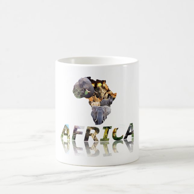 African Wildlife Continent Africa Collage Mirror Coffee Mug (Center)