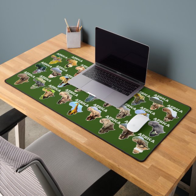 African Wildlife Continent Collage Desk Mat (Office 2)
