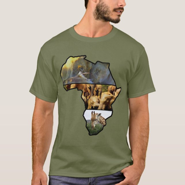 African Wildlife Continent Elephant,Giraffe,Lion T-Shirt (Front)