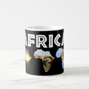 African Wildlife Continent Trio White Text Coffee Mug