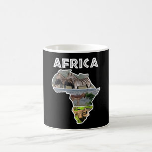 African Wildlife Continent White Collage Coffee Mug