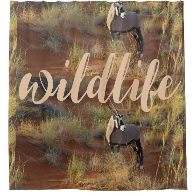 African Wildlife Oryx Antelope Sand Dune Savannah Shower Curtain (Front)