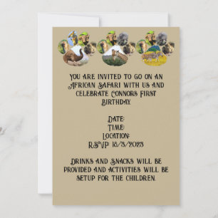 African Wildlife Pawprint Collage Custom Text Invitation