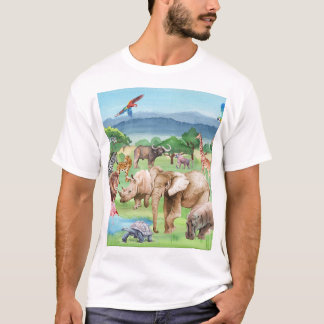 African Wildlife: Savannah Watercolor Wallpaper. T-Shirt