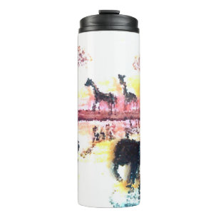 African Wildlife Sunset Elephant Giraffes Thermal Tumbler