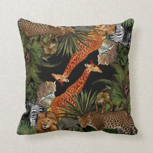 African wildlife Throw Pillow