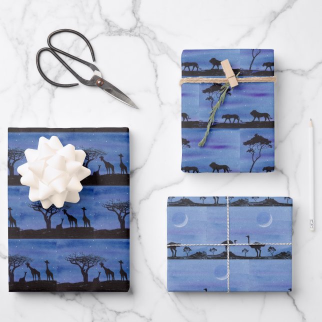 African Wildlife Wrapping Paper Sheet (Front)