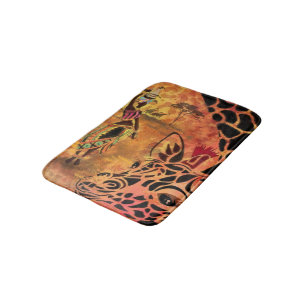 African Woma and Giraffe Bath Mat