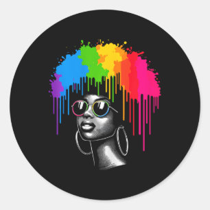 African Woman Afro Hair Melanin Juneteenth Classic Round Sticker