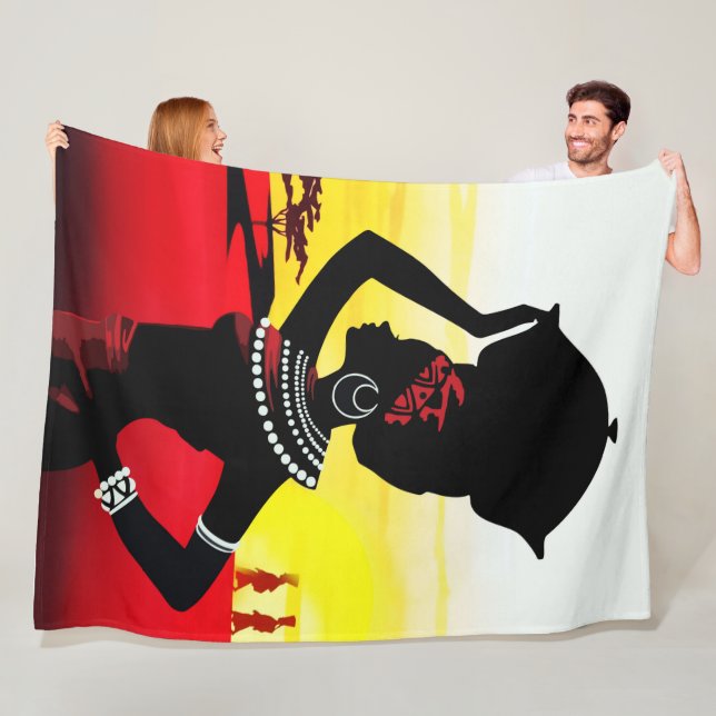 African Woman Art Fleece Blanket (In Situ)